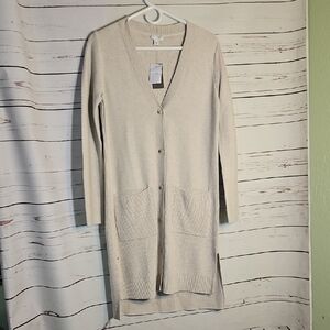 J Jill Button Front Knit Duster Cardigan Pockets Long Sleeve Neutral ,SZ  XS‎